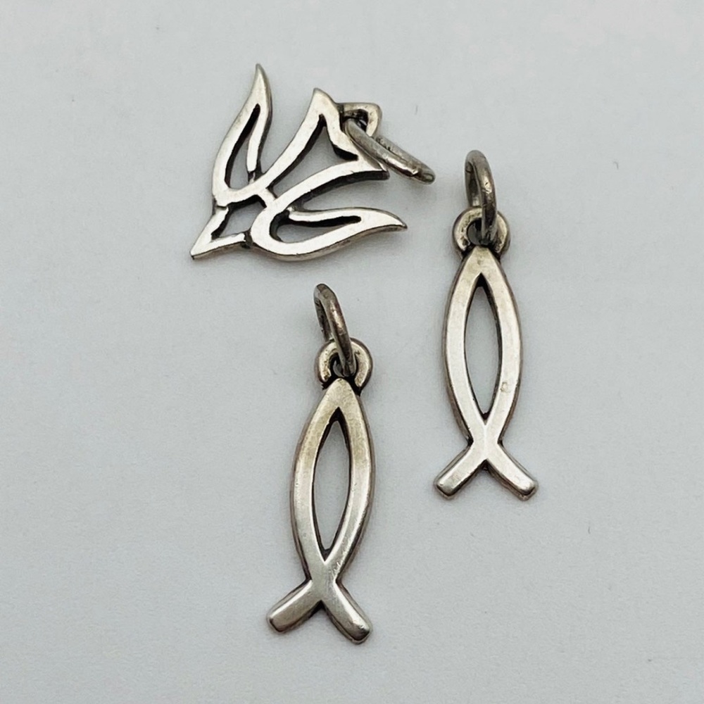 James Avery Sterling Silver fish and sparrow pendants lot 925